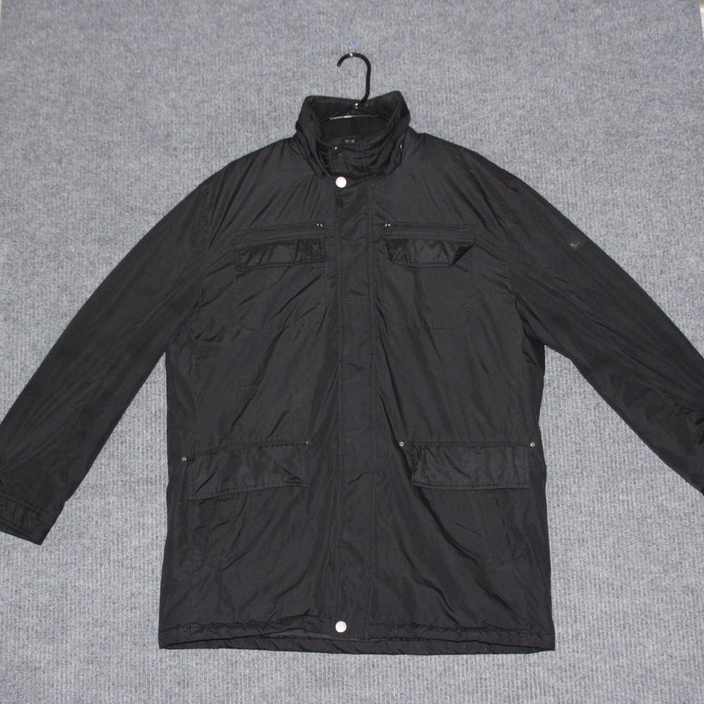 Hawke and Co Anorak Jacket Mens M Black‎ Full Zip Whistle Utility Pockets Warm